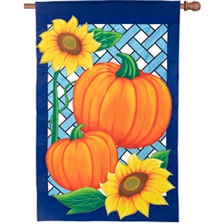Harvest Pumpkin Lattice on this Premier Kites applique standard house flag.