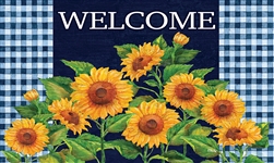 Sunflowers On Navy on this Custom Décor indoor outdoor mat. Printed in the USA.