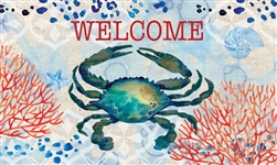 Crab And Coral on this Custom Décor indoor outdoor mat. Printed in the USA.