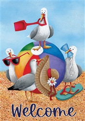 Silly Sea Gulls on this Custom Décor garden flag. Printed in the USA.