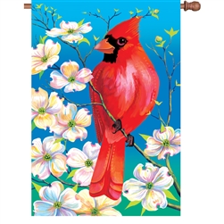 Cardinal And Dogwood Elite House Flag by Premier Kites.