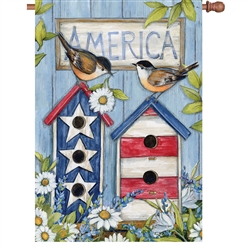 Patriotic Birdhouses Elite House Flag by Premier Kites.