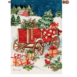Christmas Wagon Elite House Flag by Premier Kites.