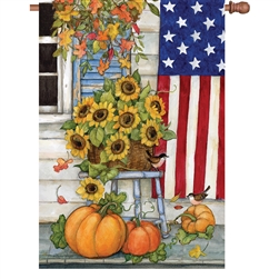 Fall Front Porch Elite House Flag by Premier Kites.