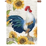 Rooster Sunflower Elite House Flag by Premier Kites.
