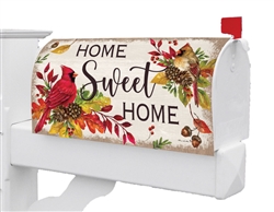 Home Sweet Cardinals on this Custom Décor standard mailbox cover.