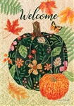 Pumpkins & Leaves on this Custom Décor garden flag. Printed in the USA.