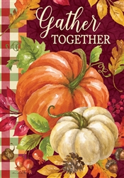 Gather Pumpkins on this Custom Décor standard house flag. Made in the USA.