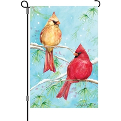 Winter Cardinals on a Premier Kites garden flag.