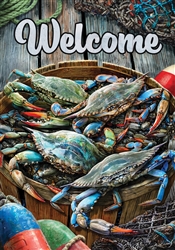 Crab Basket on this Custom Décor garden flag. Printed in the USA.