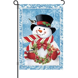 Snowman Wreath on this Premier Kites garden flag.