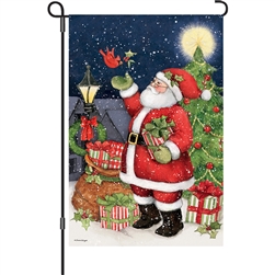 Premier Kites Santa With Cardinals Elite Garden Flag