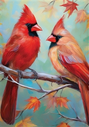 Cardinal Couple on this Custom Décor standard house flag. Made in the USA.