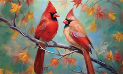 Cardinal Couple on this Custom Décor indoor outdoor mat. Printed in the USA.