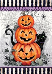 Cat And Pumpkins on this Custom Décor garden flag. Printed in the USA.