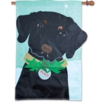 Christmas Black Lab Applique Magnolia Garden house flag.