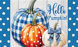 Gingham Pumpkin Stack on this Custom Décor indoor outdoor mat. Printed in the USA.