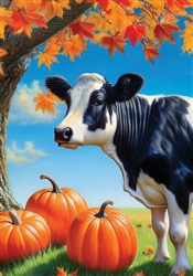 Cow And Pumpkin on this Custom Décor standard house flag. Made in the USA.
