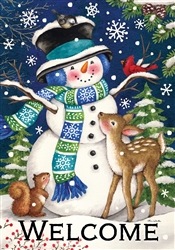 Woodland Snowman on this Custom Décor standard house flag. Made in the USA.