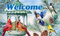 Winter Feeder on this Custom Décor indoor outdoor mat. Printed in the USA.