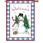 Welcome Snowman on a Premier Kites house flag.