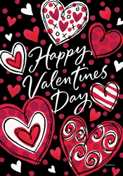 Black And Red Hearts on this Custom Décor garden flag. Printed in the USA.