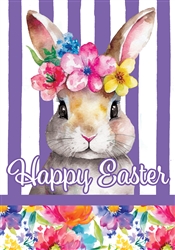 Floral Bunny on this Custom Décor standard house flag. Made in the USA.