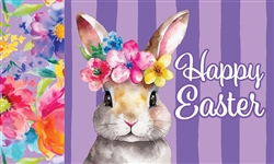 Floral Bunny on this Custom Décor indoor outdoor mat. Printed in the USA.