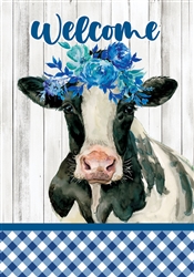 Cow With Flowers on this Custom Décor garden flag. Printed in the USA.