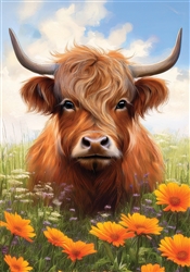 Highland Cow on this Custom Décor standard house flag. Made in the USA.