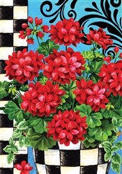 Checkered Geranium on this Custom Décor standard house flag. Made in the USA.