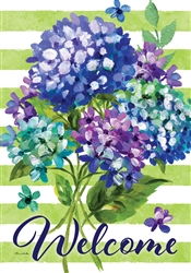 Striped Hydrangeas on this Custom Décor standard house flag. Made in the USA.