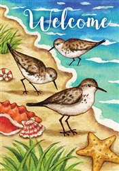Sandpipers on this Custom Décor standard house flag. Made in the USA.