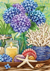 Hydrangea Still Life on this Custom Décor garden flag. Printed in the USA.