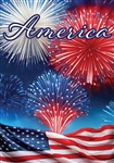 America Fireworks on this Custom Décor garden flag. Printed in the USA.