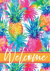 Watercolor Pineapples on this Custom Décor standard house flag. Made in the USA.