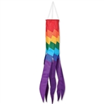 40 inch Rainbow Check Swirl Windsox By David Ti by Premier Kites that sways in a gentle breeze.