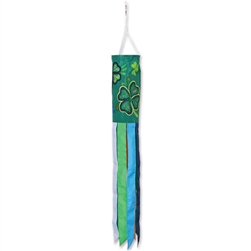 40 inch Shamrocks Applique Wind Sock by Premier Kites that sways in a gentle breeze.