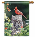 Cardinal Song on a Breeze Art house flag.