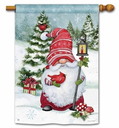 Christmas Gnome on a Breeze Art holiday house flag.