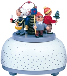 Children Christmas Parade Music Box hand crafted and hand painted. Made in Germany by KWO. Melody O Christmas Tree.