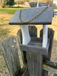 Gray And White Bird Feeder made of composite material. Holds 1 quart of seed. Hand made by a craftsman in the USA.