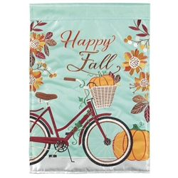 Fall Bicycle Applique on this Magnolia Garden house flag.