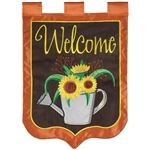 Welcome Watering Can Applique Magnolia Garden house flag.