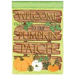 Welcome Pumpkin Patch Applique Magnolia Garden house flag.