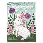 Happy Easter Rabbit Applique Magnolia Garden house flag.