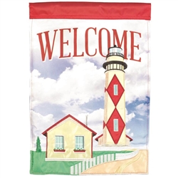 Welcome Lighthouse Applique Plus Magnolia Garden house flag.