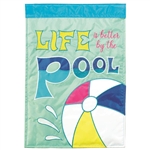Life Is Better By The Pool Applique Magnolia Garden house flag.