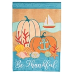 Coastal Be Thankful Applique on this Magnolia Garden house flag.