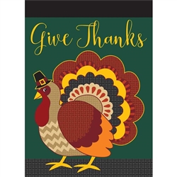 Give Thanks Turkey Applique on this Magnolia Garden house flag.